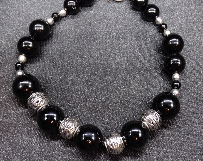 Bold Onyx and Sterling Silver Bracelet