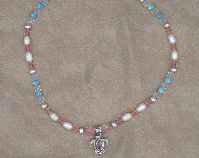 Fresh Water Pearl and Turtle Cage Necklace