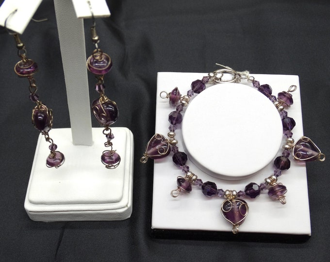 Purple Love Bracelet and Earring Set