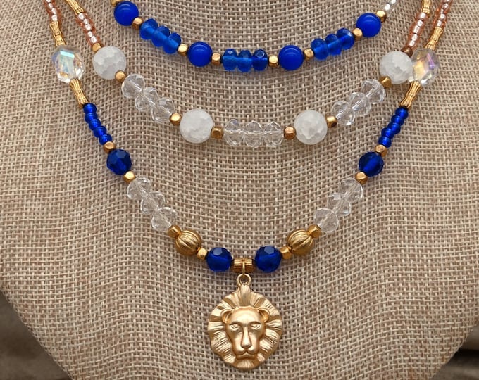 Triple Strand Lion Necklace
