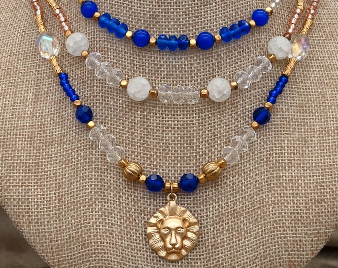 Triple Strand Lion Necklace