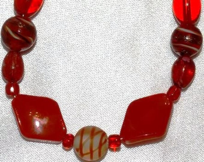 Red Artisan Specialty Bead Bracelet