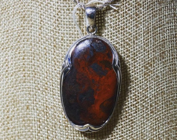 Sonora Jasper with Sterling Silver Scroll Work Pendant
