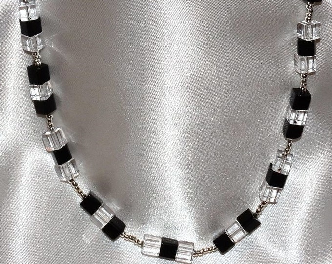 Business Geometry Black and Clear Necklace