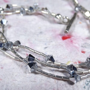 Tribal Silver and Swarovski Crystal Triple Strand Bracelet