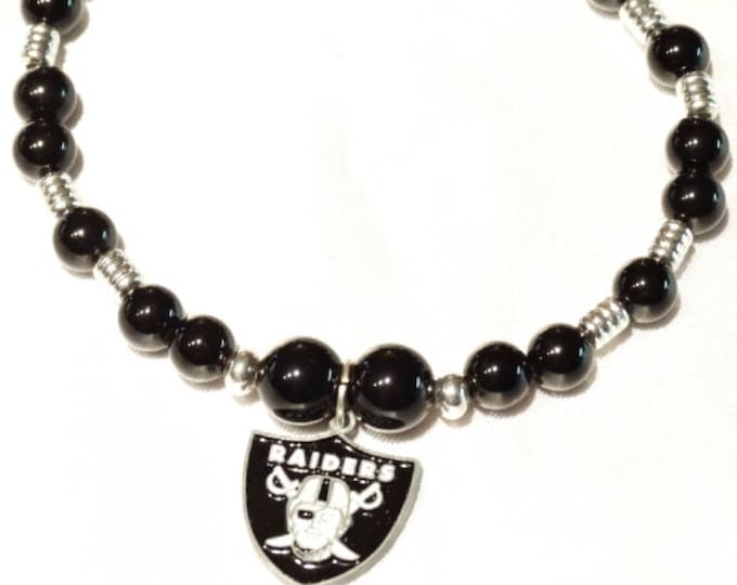 Oakland Raiders Onyx Bracelet