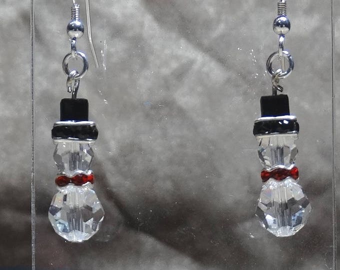 Swarovski Crystal Snowmen Earrings - Sterling Silver