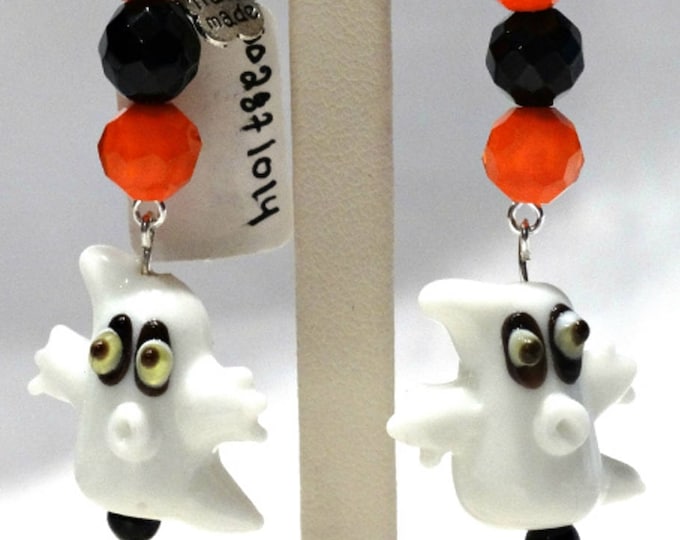 Ghost Lampwork Glass Earrings