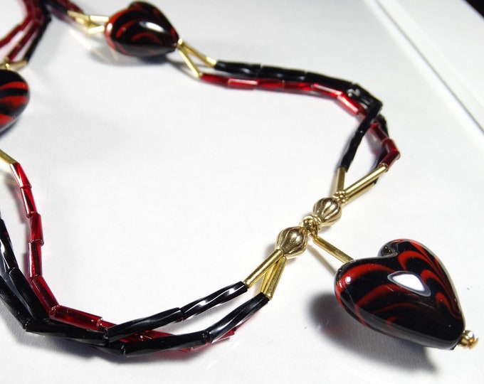 Triple Strand Heart Necklace