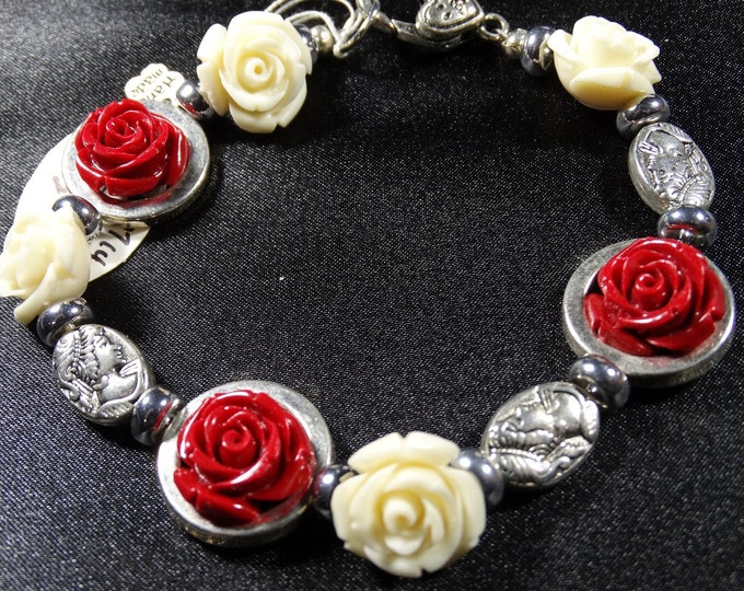 Flower and Cameo Bracelet