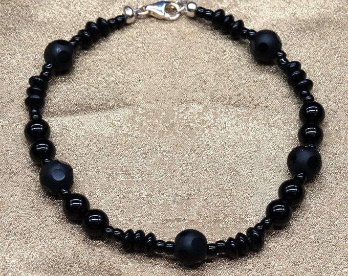 Ebony Polka Dot  and Onyx Bracelet