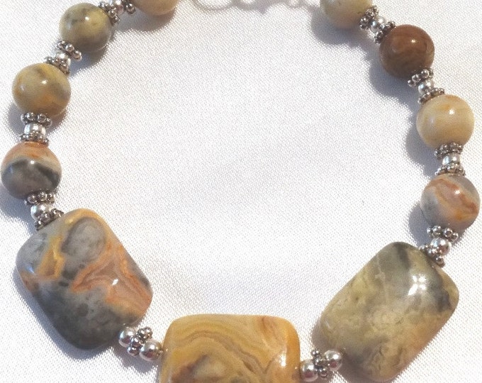 Crazy Agate and Sterling Silver Bracelet