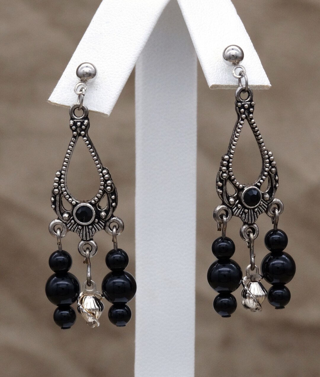 Onyx Chandelier Earrings Etsy