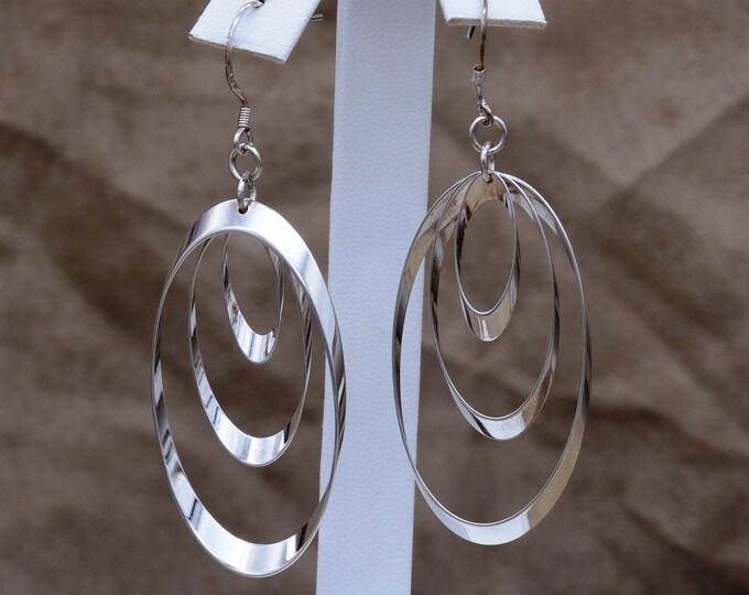 Sterling Silver Hoops Within Hoops Dangle Earrings