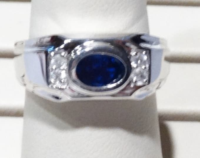 Blue Lab Sapphire Sterling Silver Ring