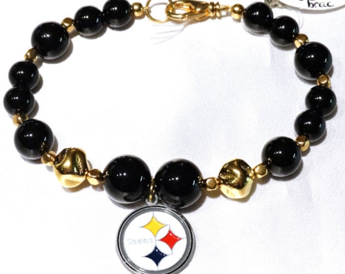 Pittsburgh Steelers Bracelet - Onyx and Gold