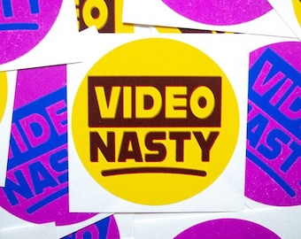 Video Nasty Stickers | Round Circle Sticker | Glossy Vinyl Stickers