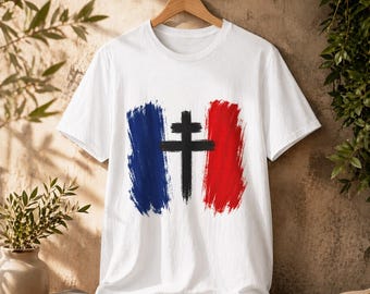 T-Shirt der französischen Résistance – Lothringerkreuz – Historisches Symbol