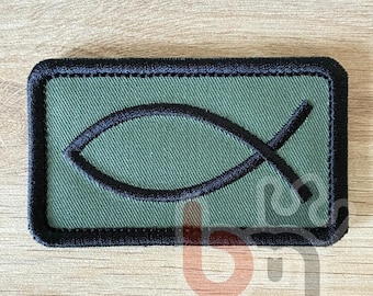 Bestickter Aufnäher mit Jesusfisch – Christlicher Ichthus | Aufnäher zum Aufbügeln oder Aufnähen | Religiöses und spirituelles Accessoire