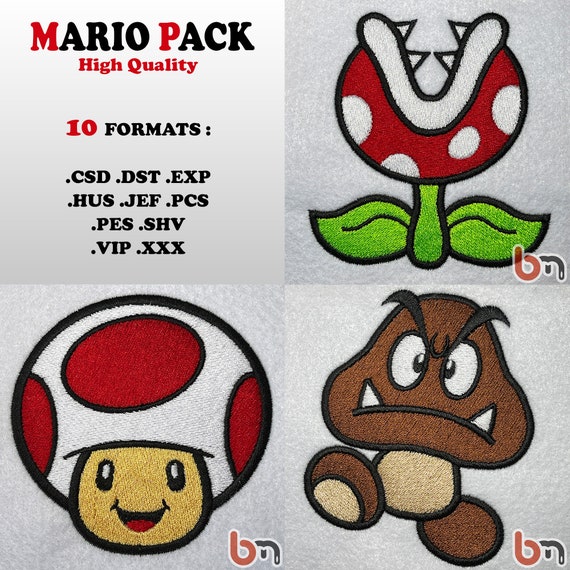 PACK MARIO - Fleur - Goompa - Toad - Motif qualité supérieur