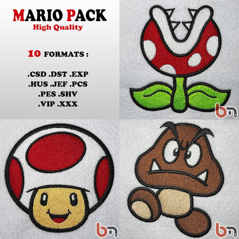 MARIO PACK - Blomma - Goompa - Padda - Premiumkvalitetsdesign bild 1