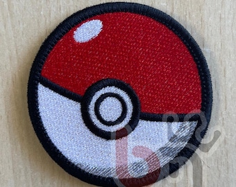 Gestickter Hyperball-Pokéball-Aufnäher | Aufbügelbarer oder Klettverschluss-Pokémon-Aufnäher | 37 mm & 70 mm | Aufnäher für Taschen, Jacken, Mützen, Cosplay und Sammlungen