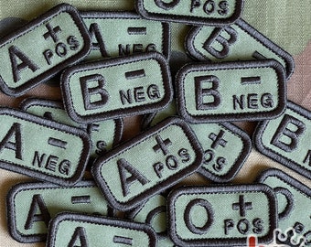 Parche de tipo de sangre militar y Airsofters (se vende individualmente)