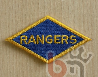 Gestickter Rangers-Aufnäher aus dem Zweiten Weltkrieg – Blauer Diamant-Aufnäher | Zum Aufnähen oder mit Klettverschluss