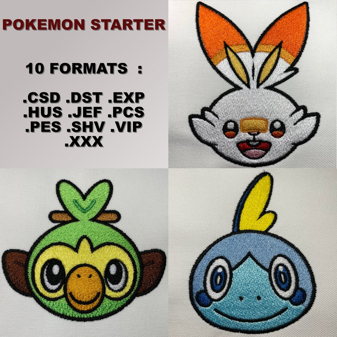 Machine Embroidery Designs Pokemon Starter Grookey Sobble, Scorbunny 