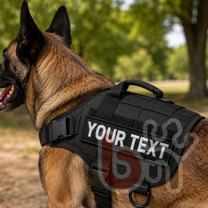 Custom Dog Harness Patch 21x6.5 cm | Personalized Tactical Name Patch | Embroidered Text Patch | Sew-On or Hook and Loop