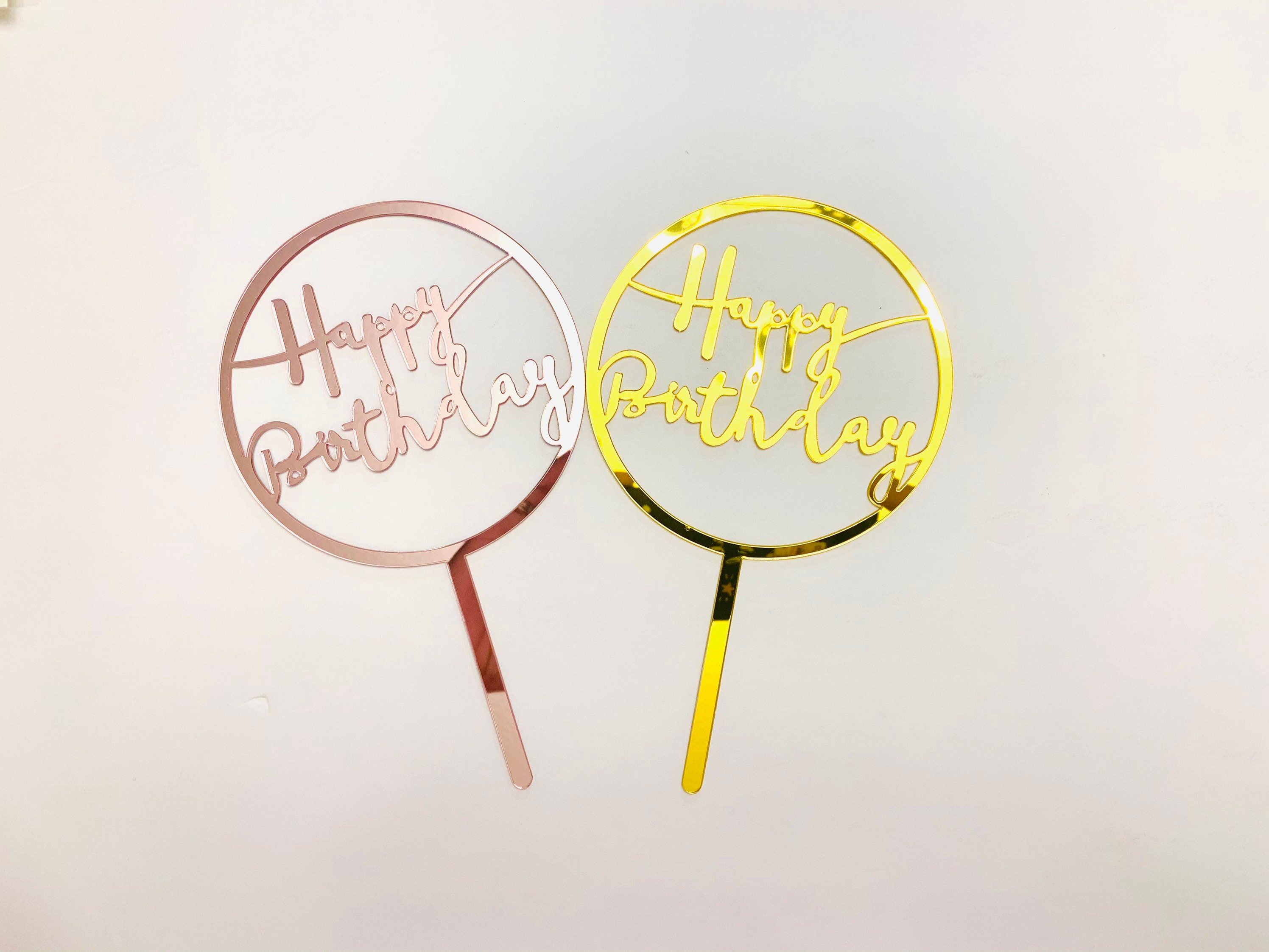 Acrylic Happy Birthday Gold, Rose Gold, Cake Topper | Party Decor - Etsy