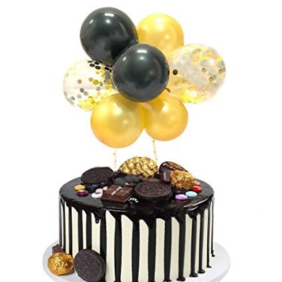 Black and Gold Cake Topper Mini Balloon Garland – Badass Balloon Co.