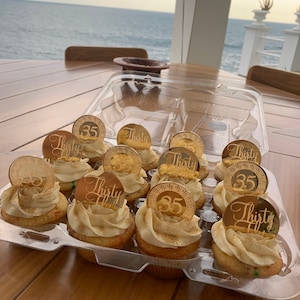 Custom Cupcake Topper| Cupcake Disks |Mirror Acrylic Engraved Charms|