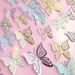 3D Butterfly with Pearl Cupcake Toppers | Party Decor | Cake Topper