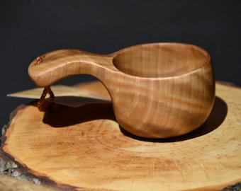 Kuksa with arm handle - wooden drinking cup from Lapland 100ml/3,4oz