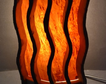Lampe d'angle de sauna en bois de kelo et placage de bouleau