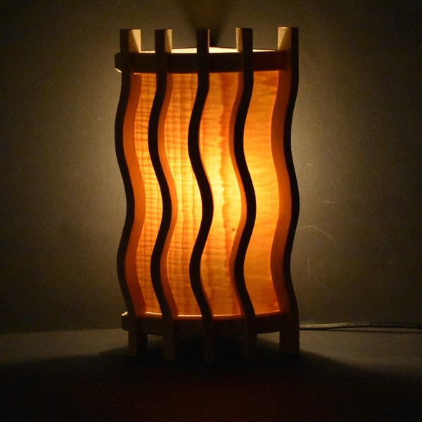 Sauna corner lamp with maple veneer