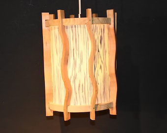 Lamp made of spruce & birch bark veneer look - hanging lamp - ceiling lamp