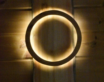 indirect wall lighting by LED wooden ring - wooden lamp