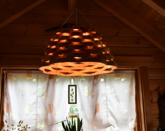 belle lampe suspendue - scandinave - lampe en bois - plafonnier pour hauts plafonds