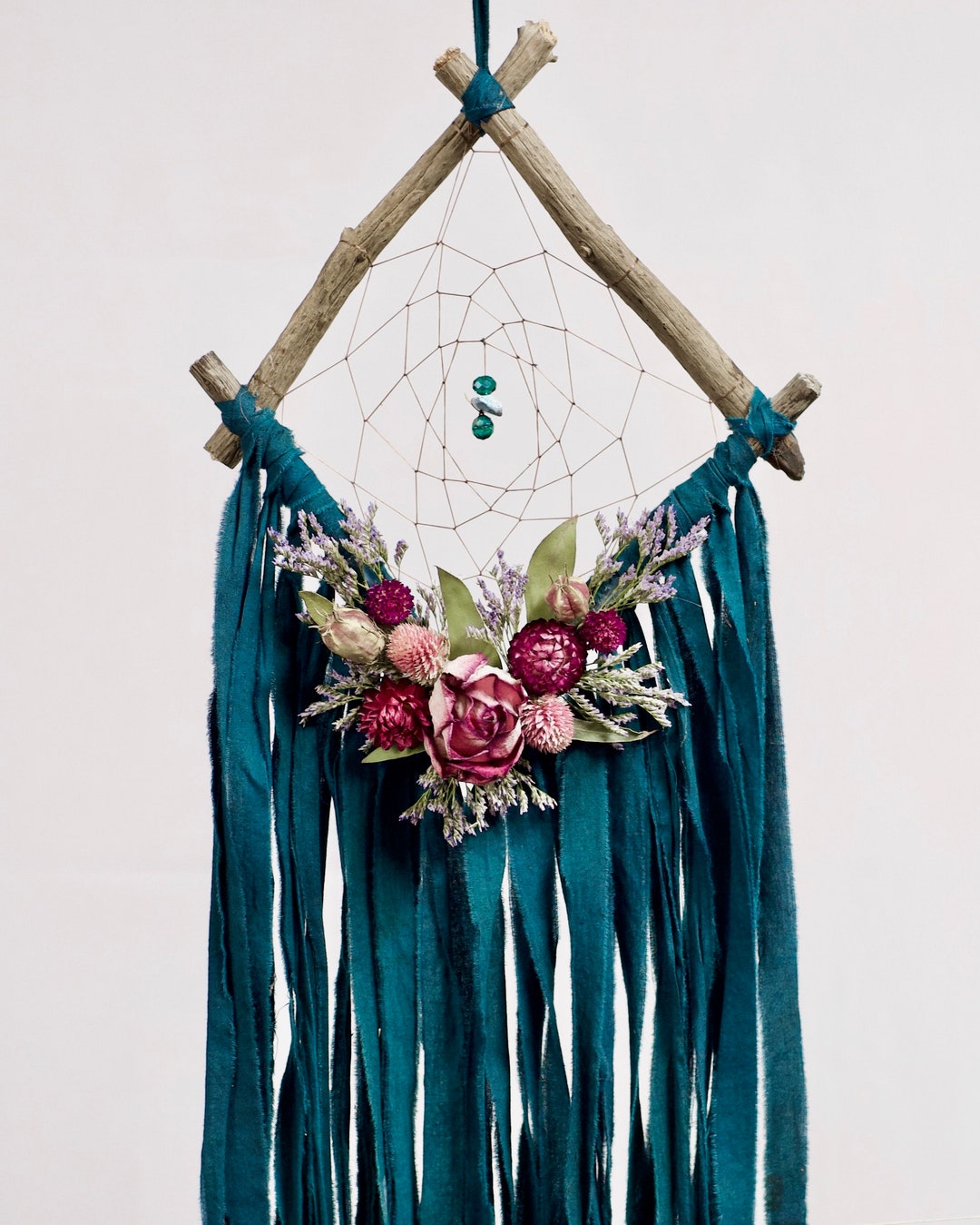 Boho Dreamcatcher Floral Dream Catcher Driftwood Dream Catcher Deep ...