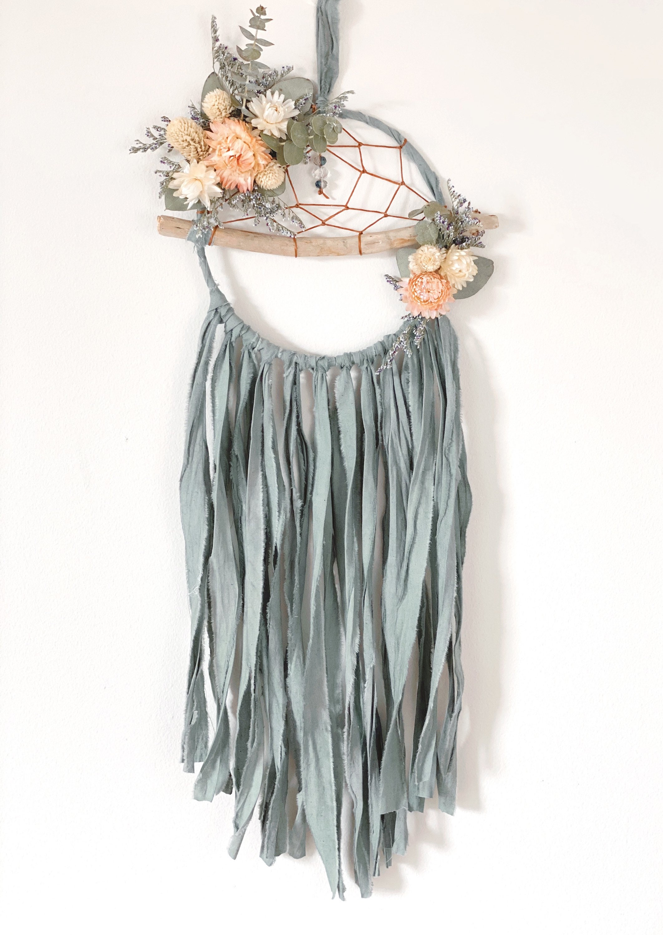 DIY Floral Dream Catcher Kit- Make your own dreamcatcher- Sage
