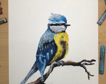 photo Drawing Oil Pastel Bird oil pastel bird art etsy
