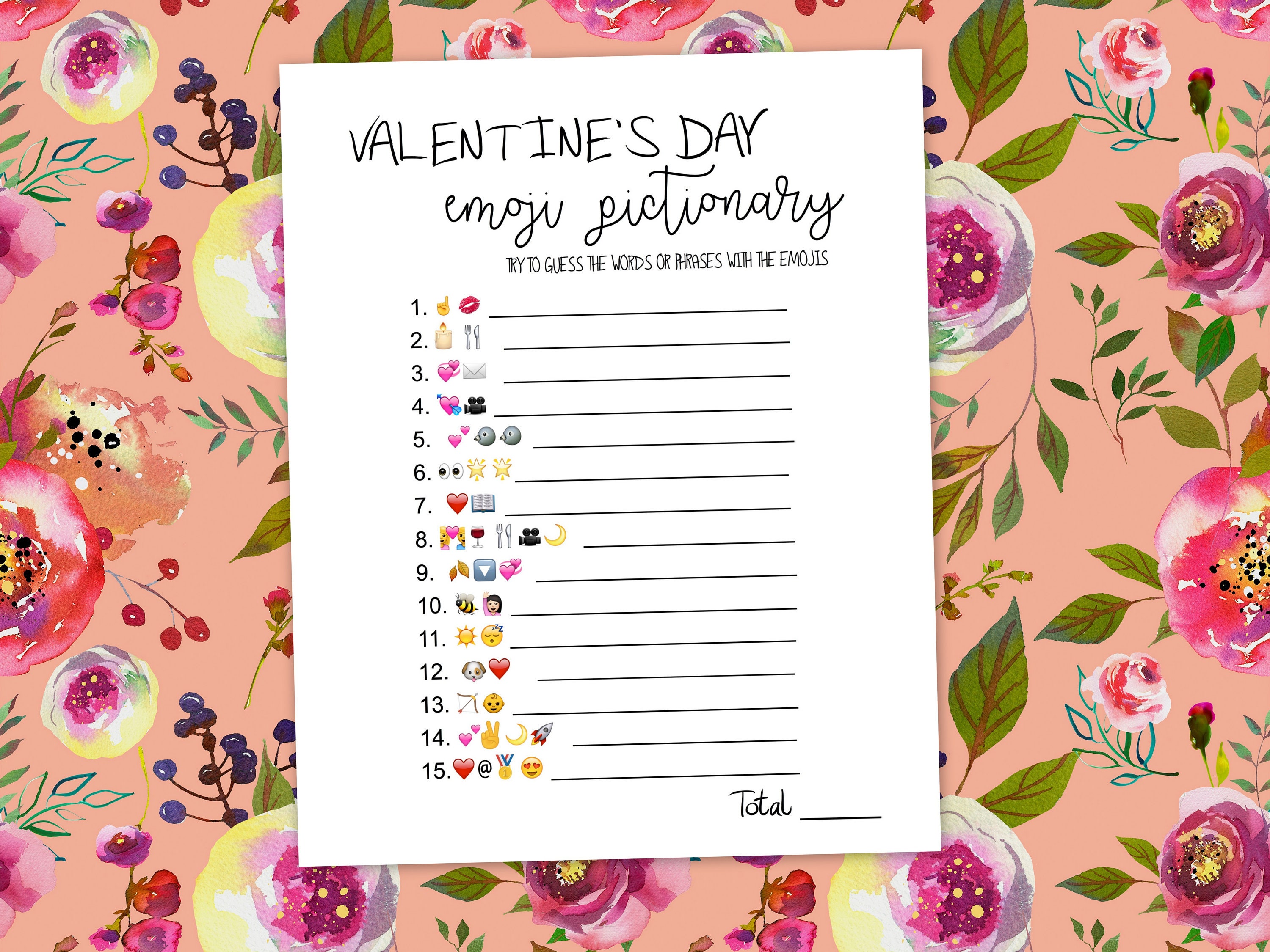 Valentine's Day Emoji Pictionary Game INSTANT DOWNLOAD Etsy