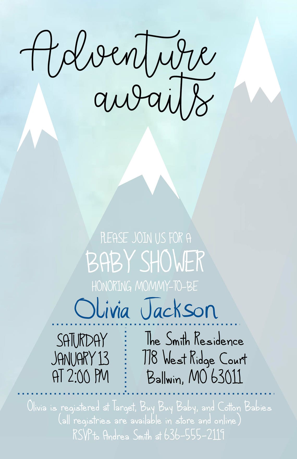 Baby Shower Invitation Adventure Awaits Shower Girl Mountain Etsy