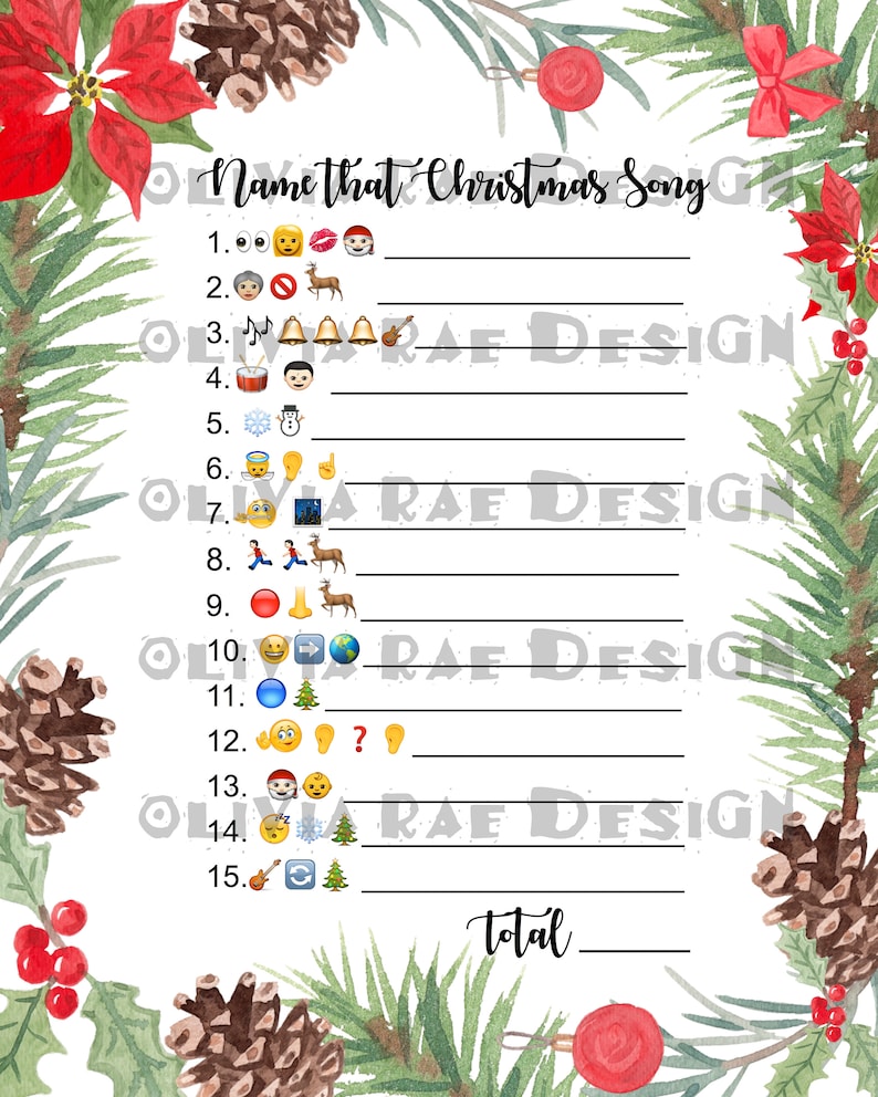 Christmas Emoji Song Game Lyric Challenge Name that Carol Etsy