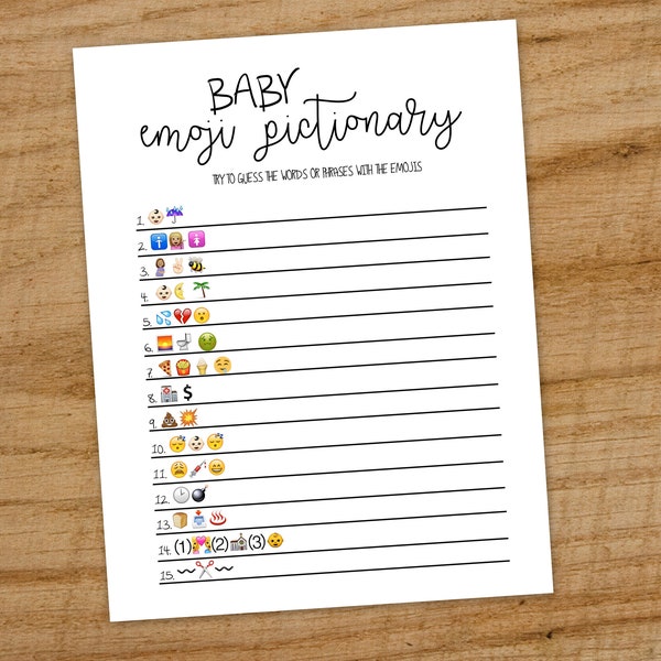 Emoji Pictionary Baby Shower Game,  INSTANT DOWNLOAD, fun, unique shower game