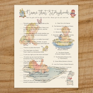 Vintage Storybook Baby Shower Game,  Name that Storybook, Antique baby shower, INSTANT DOWNLOAD
