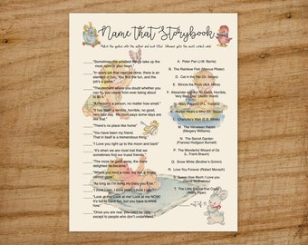 Vintage Storybook Baby Shower Game,  Name that Storybook, Antique baby shower, INSTANT DOWNLOAD