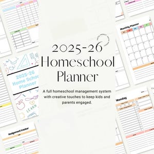 Homeschool Planner 25-26 Edit, Print, Digital 8.5x11 Planner, Daily Schedule, Academic Lesson Planner, Hour Log, Tracker, Report Card & More